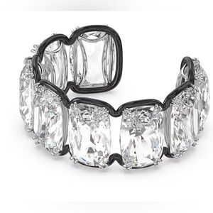 Harmonia cuff, Oversized floating crystals, White, Mixed metal